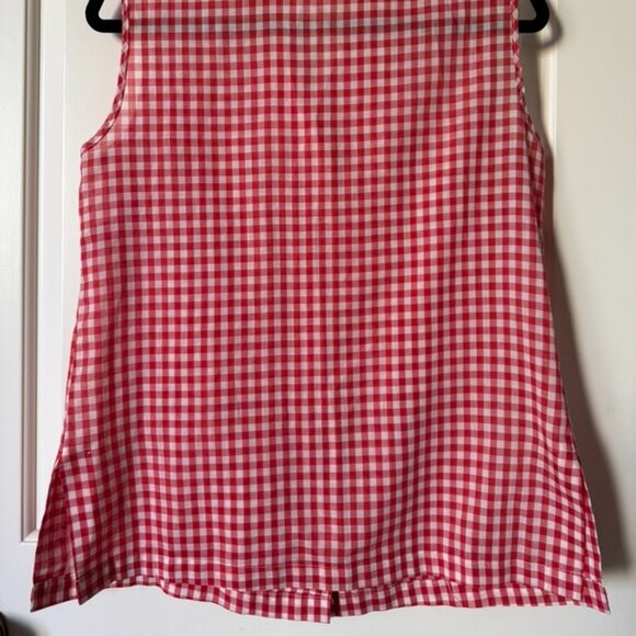 Vintage gingham red and white sleeveless blouse - Picture 3 of 4